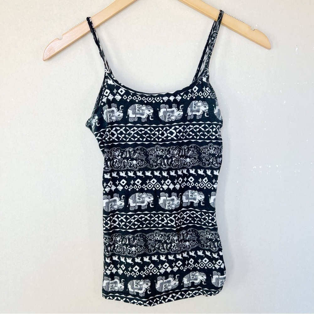 Rue 21 Black Boho Elephant Print Tank Top